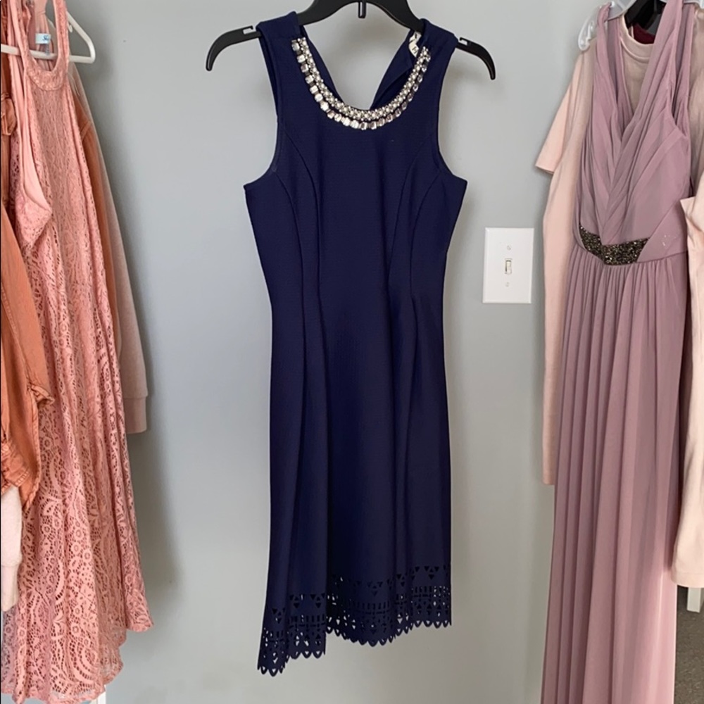 Short formal navy dress